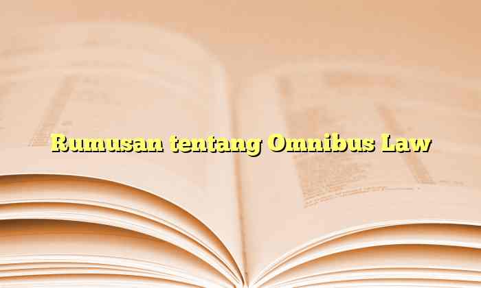 Rumusan tentang Omnibus Law